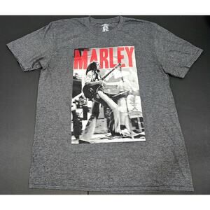 BOB MARLEY Catch A Fire Shirt Adult Gray Tee XL Crew Neck unisex